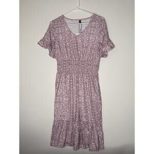 NCLook Flora lPink Puff Sleeve Knee Length Smocked Dress New S